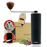 NAQULA manuelle Kaffeemühle mit 6-Achsen-Edelstahl-Mahlwerk. Präzises Mahlen, einstellbarer Mahlgrad inkl Bürste und Stofftasche. Handkaffeemühle zu Hause und unterwegs Kaffemuehle manuell