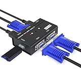 MT-VIKI VGA KVM Switch 2 Port VGA KVM Umschalter für Tastatur Maus USB-Lautsprecher inklusive KVM-Kabel PC an einem Monitor