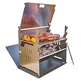 FENNEK Grill und Zubehör | Mobiler und steckbarer Holzkohle-Grill aus Edelstahl für Camping, Trekking, Vanlife, Garten und Outdoor Grill-Spaß | mit integriertem Kohlekamin | Made in Germany