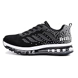 sotirsvs Herren Damen Sportschuhe Laufschuhe Straßenlaufschuhe Sneaker mit Luftpolster Turnschuhe Atmungsaktiv Leichte Schuhe Black White 43 EU