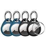 UNBREAKcable 4 Stück Schutzhülle für AirTags, Hülle aus Soft TPU mit Schlüsselanhänger, Sicher vor Verlust, Stoßfest Kratzfest Waschbar, Mini Hülle für AirTags Tracker - Schwarz und Blau