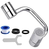 Yuio Wasserhahn Aufsatz Schwenkbar, 1080° Drehbarer Multifunktionaler Verlängerungshahn, 20/22/24 mm Gewinde Schwenkhahn mit Zwei Sprühmodi, Faucet Extender mit Adapte für Bad und Küche