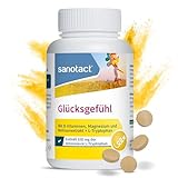 sanotact Glücksgefühl (90 Tabletten) • Natürlicher Stimmungsaufheller hochdosiert • Vitamin Tabletten mit Zitronenmelisse, Vitamin B Komplex, L-Tryptophan & Magnesium • B-Vitamine