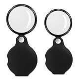 Magnifying Glass,Lupe Klein,Tragbare Lupe,Faltbar 10 Fache Vergrößerung Mit Drehbarer Holster für Zum Lesen,Kleine Taschenlupe Hobbys,Kleine Lupe Mit Leder-Schutzabdeckung