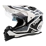 O'NEAL | Motorradhelm | Enduro Motorrad | Ventilationsöffnungen für maximalen Luftstrom & Kühlung, integrierte Sonnenblende | Sierra Helmet R V.24 | Erwachsene | Schwarz Weiß Grau | Größe L