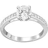 Swarovski Attract Round Ring, Rhodinierter Damenring mit Funkelnden Swarovski Kristallen