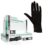 SF Nitrilhandschuhe XL Schwarz – 100 Stück Einweghandschuhe, Einmalhandschuhe, Puderfrei, Latexfrei, Gummihandschuhe Einweg zum Kochen, Putzen, für Medizin, Küche, Garten, Werkstatt, Tattoo, Haushalt