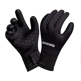 DEMMET Neopren-Handschuhe Tauchen 1,5 MM / 3 MM / 5 MM Fünf Finger Wärme Tauchen Anzug Winter Handschuhe Männer und Frauen Verschleißfeste Ski Tauchen Ausrüstung Winter Wärme (5 mm schwarz, S)