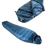 Alpin Loacker 3 Jahreszeiten Daunenschlafsack Ultraleicht 860g, der Schlafsack mit kleinem Packmaß für Camping, Trekking und Outdoor,195cm Links Zip