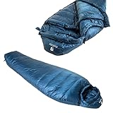 Alpin Loacker 3 Jahreszeiten Schlafsack Outdoor 0°C I Mumien Schlafsack Ultraleicht I Daunenschlafsack Wasserabweisend & atmungsaktiv I Schlafsack kleines Packmaß für Camping, 195cm Links Zip