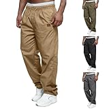 Sweathose für Herren, gerades Bein, lockere Passform, leichte Wanderhose, schnelltrocknend, legere Sweathose, Outdoor, Angeln, Reisen, Activewear, leichte, atmungsaktive Laufhose, khaki, XL
