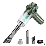 Tbest Tragbarer, Wiedenerafladbarer Staubsauger MIT 120 W, Kabelloser Mini-Staubsauger MIT Digitalem Bildschirm und Akkuanzeige für Heima (1 Filter)