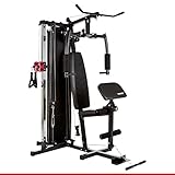 HAMMER Kraftstation Ferrum TX2, Trainingsstation mit Seilzugsystem, umfangreiches Zubehörset, Übungen für Bauch, Rücken & Co, über 45 Übungsmöglichkeiten, 150 x 120 x 198 cm