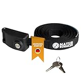 Naturbummler® Abschließbarer Spanngurt [4 m] – sicherer Zurrgurt mit eingearbeitetem Stahlseil, Schloss & Schlüssel – Robustes Befestigungsband für Dachbox, Dachzelt, Motorrad & Fahrrad (Schwarz)