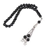 Healifty Muslimische Gebetsperlen 33 Exotische Glas Tasbih Armbänder Meditation Rosenkranz Schmuck für Islamische Frauen Männer Schwarz