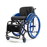 Geländegängiger, ultraleichter Sportrollstuhl, faltbar, verstellbare Fußstütze und Sitzhöhe, Handbremsen, geeignet for Jugendliche, Erwachsene und Senioren(Blue1,Seat width 40cm/15.74in)