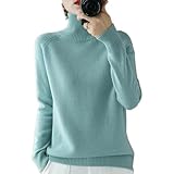 BAWUTZ Kaschmir-Pullover für Damen, Rollkragenpullover Damen,Langarmpullover, Freizeitpullover, Stehkragen Strickpulli Langarm Rolli Sweater für Herbst Winter (Grün,XL)