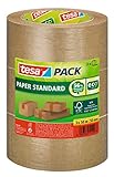 tesapack Papier Standard - Umweltschonendes Paketband aus Papier, 56 % biobasiertes Material - Effizient und recyclingfreundlich - Braun - 3x 50 m x 50 mm