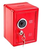 Idena 50035 - Spartresor, 120 x 100 x 160 mm, rot, mit Schlüssel und mechanischem Zahlenschloss