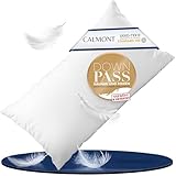 CALMONT 3-Kammer Daunenkissen 40x80 I flauschig & Allergiker geeignet I Langlebig & Atmungsaktives Bettkissen I Federkopfkissen I Federkissen 40 x 80 cm Kopfkissen Daunen