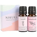 Nikura Lavendelöl & Muskatellersalbeiöl - 2 x 10ml | Ätherisches Öl | 100% reines natürliches Öl | Perfekt für Aromatherapie, Diffusoren, Ölbrenner