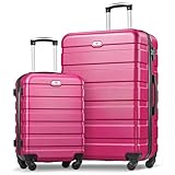 Koffer-Set, Hartschalen-Gepäck-Set mit Spinnrollen, TSA-Schloss, 50,8 cm, 61 cm, 71,1 cm, Reisekoffer-Sets, Rosenrot, 2-Piece Set (20/28), Gepäck mit Spinnrädern