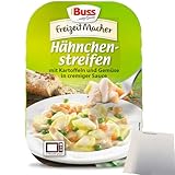 Buss Hähnchenstreifen in cremiger Sauce mit Kartoffeln und feinem Gemüse (300g Packung) + usy Block