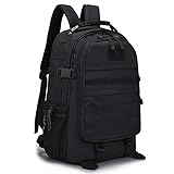 VINBAGGE Militär Rucksack Molle Taktische Motorrad Wanderrucksack Outdoor Wasserdicht Trekkingrucksack 35L/40L Campus Daypack Jagdrucksack Schulrucksack mit USB-Anschluss für Jungen Herren - Schwarz