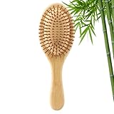 Bambus haarbürste, haarbürste holz, antistatisch, für Männer, Frauen und Kinder, für dickes langes Haar und glattes lockiges Haar, Anti-Frizz-Design, angenehme Kopfhautmassage（Rund）