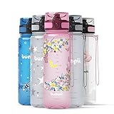 bumpli® Kinder Trinkflasche mit Blumen-Motiv - auslaufsicher & kohlensäure geeignet - BPA-Freie Kindertrinkflasche mit Fruchteinsatz - Perfekt für Schule, Kindergarten, Sport - 500ml