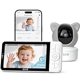 GHB Babyphone mit Kamera App WiFi 2K IPS 5 Zoll WLAN Babyphone PTZ 350°/65° VOX Bewegungs-/Geräusch-/Weinerkennung Nachtsicht 4 Zoom Nachtsicht