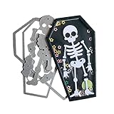 YANGLY Halloween-Schädel-Sarg-Metall-Stanzformen, DIY-Stempel, Basteln, Schablonen, Schablonen zum Prägen, Scrapbooking, Fotos