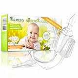 Nasensauger Baby. Original Airmed's Nasensauger. KLINISCH GETESTET, sicher und sanft. Nasensekretsauger mit 2 Saugköpfen & Gratis Reinigungsbürste. Für jeden Staubsauger geeignet