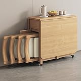 Klappbarer Esstisch Set mit Stühlen 1,4 m ausziehbar Massivholztisch mit Klappen Platzsparend Küche & Wohnzimmer Möbel Beige Klapptisch & Stühle