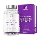 Magnesiumcitrat 2250mg Magnesium Hochdosiert Kapseln Tri- Magnesiumcitrat Pulver 360mg Elementares Magnesium Pulver pro Tagesdosis - 180 Magnesium Kapseln Hohe bioverfügbarkeit Vegan Magnesium Citrate