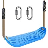 SELEWARE Garden Games Schaukelsitz aus robustem Set mit 2,04 m langem verstellbarem Seil und 2 Karabinern, Robustes schaukel Outdoor Garten schaukel blau