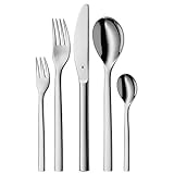 WMF Atria Edelstahl Besteck Set 6 Personen, Essbesteck Set 30 teilig, Monobloc-Messer, Cromargan Edelstahl poliert, spülmaschinenfest