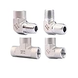 Geschmiedeter Hochdruck 1/8 Zoll 1/4 Zoll 3/8 Zoll 1/2 Zoll NPT weiblich männlich Ellenbogen T-Stück 3 Wege 316L Edelstahl Rohrverschraubung Blockverbinder (Farbe: Ellenbogen weiblich gleich, Größe