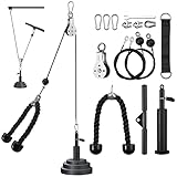 VINTEAM Latzug Unterarmtrainer Set, Fitness Armtrainer Kabelzug Latzugturm Unterarmtrainer Latzug Griff Riemenscheibensystem Arm-Krafttraining Handgelenk-Trainer für Homegym Workout