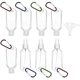 Reiseflaschen-Set, nachfüllbare Flaschen, Reise-Karabiner mit Schlüsselanhänger-Clip, tragbar, Desinfektionsmittel, Handbehälter, transparent, leere Flaschen, 8 Stück