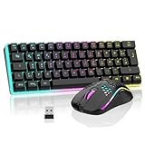 RedThunder K62 60% Kabelloses Gaming Tastatur und Maus Set, QWERTZ DE Layout, Wiederaufladbare Kompakte -, Ultraleichte mit Wabenkonstruktion für PC MAC PS5 Xbox Gamer