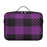 Große Make-up-Organizer-Tasche, Vichy-Karomuster, flach, mit Trennwänden und verstellbarem Riemen, Violett / Schwarz, Violett / Schwarz, 14.6' x 10.6' x 3.9'