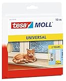 tesamoll Universal Schaumstoff - Schaumstoffdichtung zum Isolieren von Spalten im Haushalt, selbstklebend - Weiß - 10 m x 9 mm x 5,5 mm