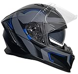 Rallox Helmets Integralhelm 510-3 schwarz/blau RALLOX Motorrad Roller Sturz Helm (XS, S, M, L, XL) Größe M