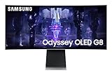 Samsung Odyssey OLED G8 Gaming Monitor S34BG850SU, 34 Zoll, OLED-Panel, UWQHD-Auflösung, FreeSync Premium, 0,03 ms (G/G) Reaktionszeit, Bildwiederholrate 175 Hz, Silber