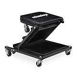 Relaxdays Rollbrett Werkstatt bis 150 kg, 2in1 Rollsitz & Werkstattliege, klappbar, 360° drehbar, Auto, Stahl, schwarz