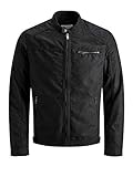 JACK & JONES Herren JJEROCKY JACKET NOOS Kunstlederjacke, Jet Black, XL