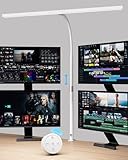 KableRika Schreibtischlampe LED dimmbar mit einstellbarer Höhe, Schreibtischlampe Klemmbar mit Gestensteuerung & Fernbedienung für Homeoffice, Augenschutz Bürolampe mit 5 Farbtemperaturen, Weiß