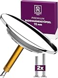 M. ROSENFELD HOME Badewannenstöpsel Universal Ø 72 Premium - Stöpsel Badewanne Chrom aus Messing mit Doppel Dichtung - Rostfrei Badewannen Stöpsel Verschluss Badezimmer zubehör