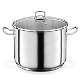 GSW Profi-Jumbotopf – hochwertiger Kochtopf mit Deckel, ideal für Familien und Gastronomie, großer XXL-Topf für Suppe, Nudeln und Eintopf – Edelstahl, 28 cm, 12 Liter, Silber